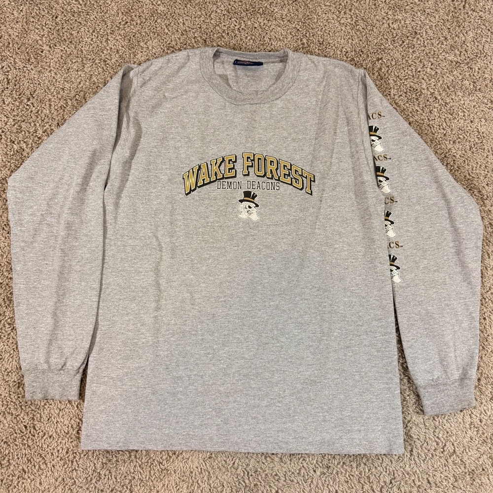 Wake Forest Demon Deacons Long‎ Sleeve Shirt Youth XL Gray Jansport VTG EUC